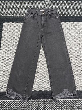 DL1961 Hepburn Wide Leg Jeans Women’s 25 High Rise Distressed Hem Premium Denim